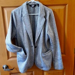 Lands End Hounds tooth Pattern Fleece Blazer